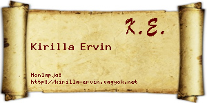 Kirilla Ervin névjegykártya